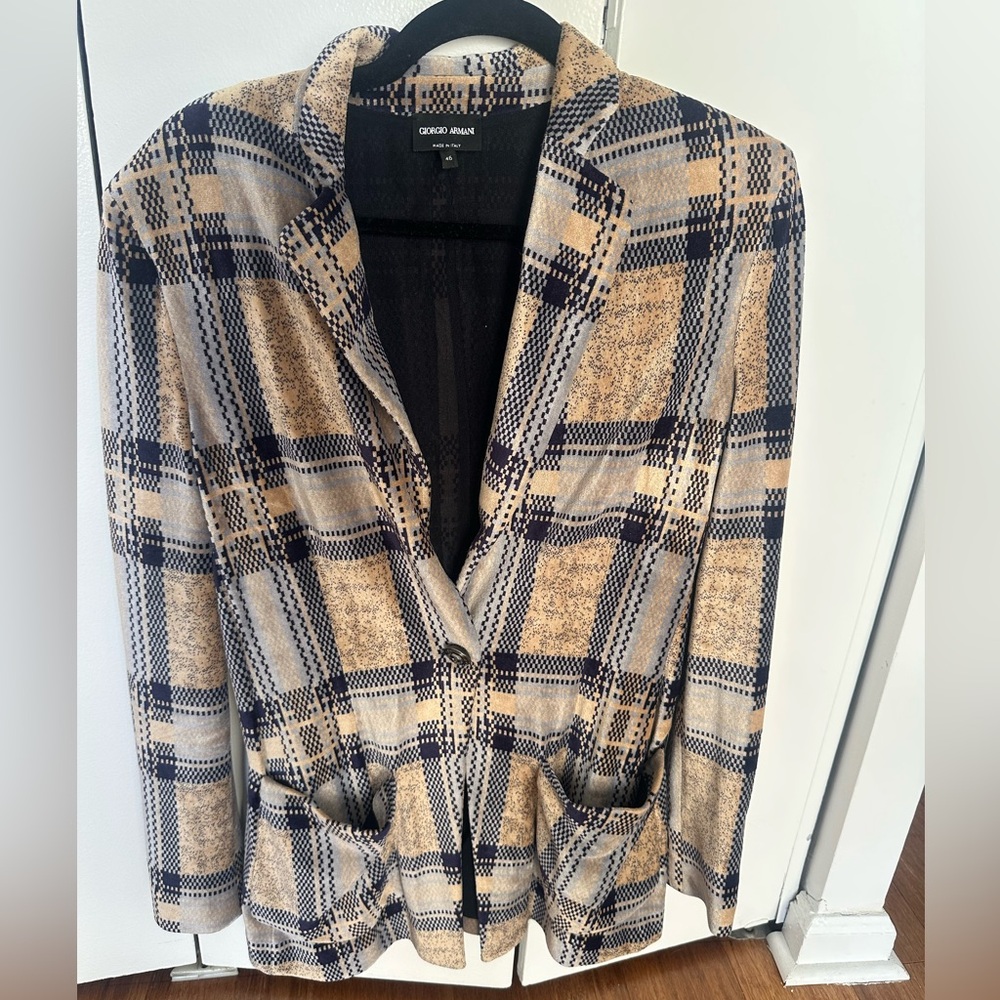 Giorgio Armani Women's Checkered Blazer - Beige and Black